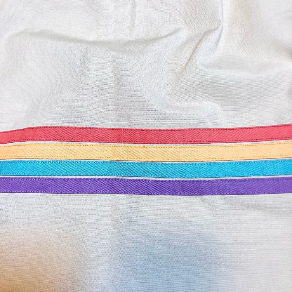 VNTG 70s 80s Rainbow A-Line Toni Todd Dress Cotton Coral Crème Retro S No Sz Tag - Picture 4 of 10